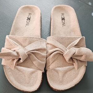Women's Tan Suede Slide Sandals By ROXONI. NWOT. Size 7